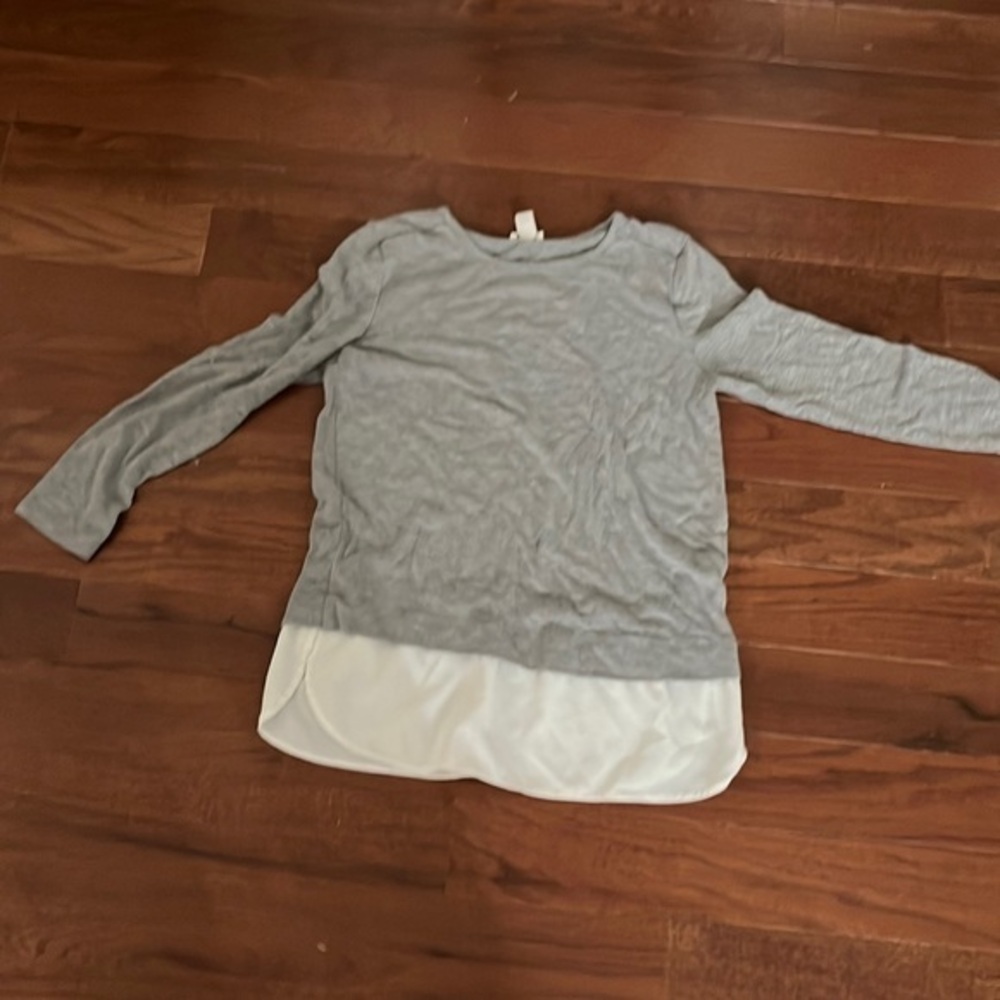 womens j crew grey 3/4 sleeve shirt